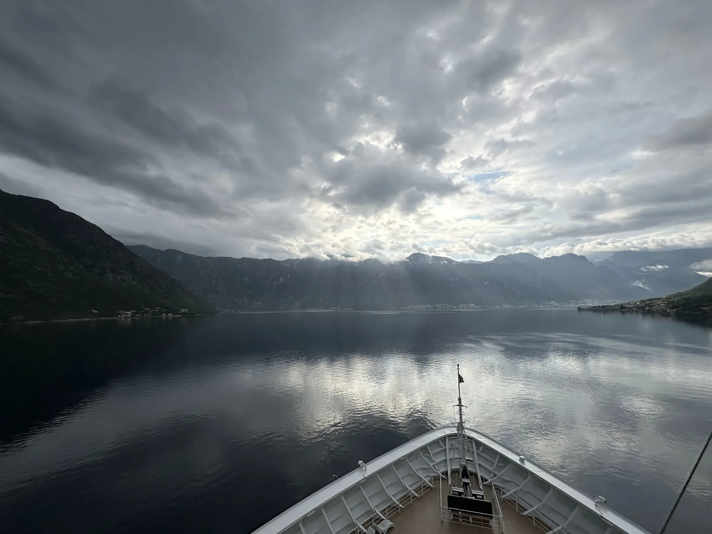 Explora I's bow cutting open Mediterranean water