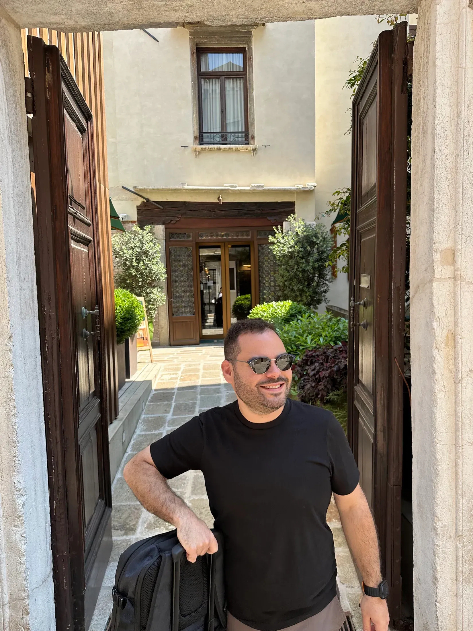 Me arriving in Venice with my bag before boarding Explora I