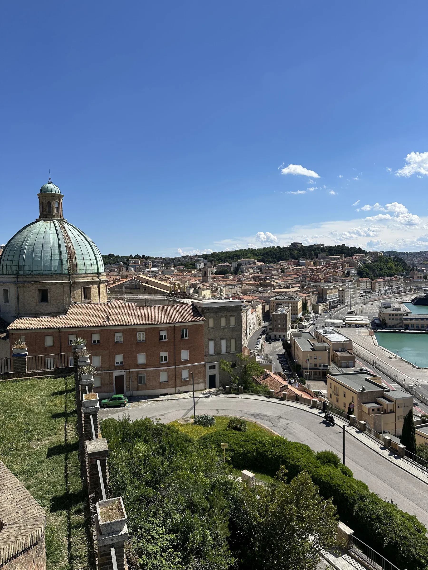 A domed church on the hill above the harbor of Ancona, Italy
